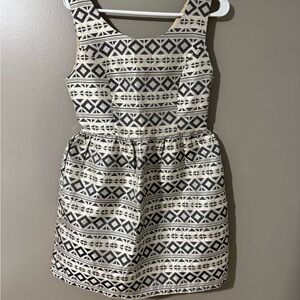 Freeway Black and Cream‎ Geometric Dress
